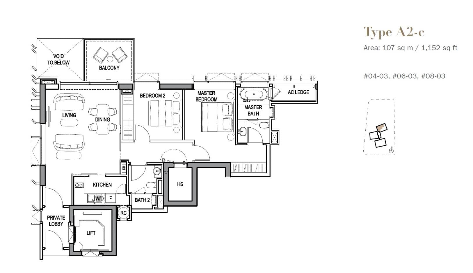 3 Orchard By-The-Park 2 Bedroom (Balcony) A2-c