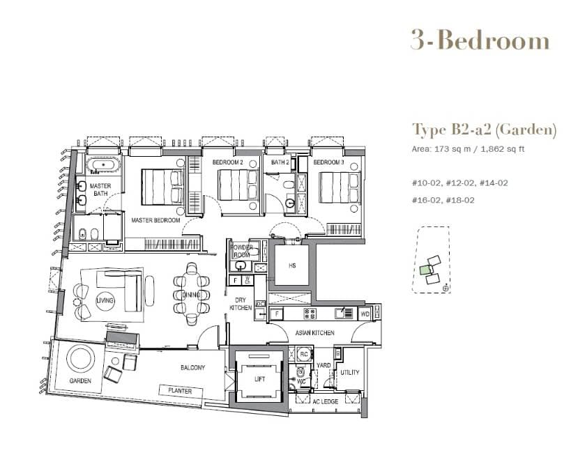 3 Orchard By-The-Park 3 Bedroom (Garden) B2-a2