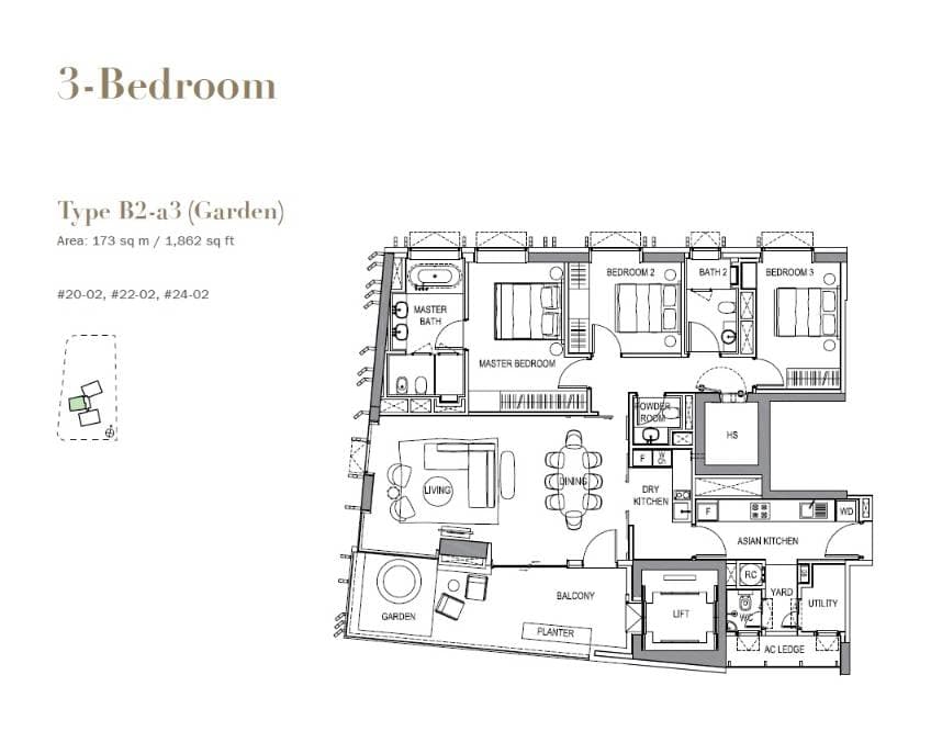 3 Orchard By-The-Park 3 Bedroom (Garden) B2-a3