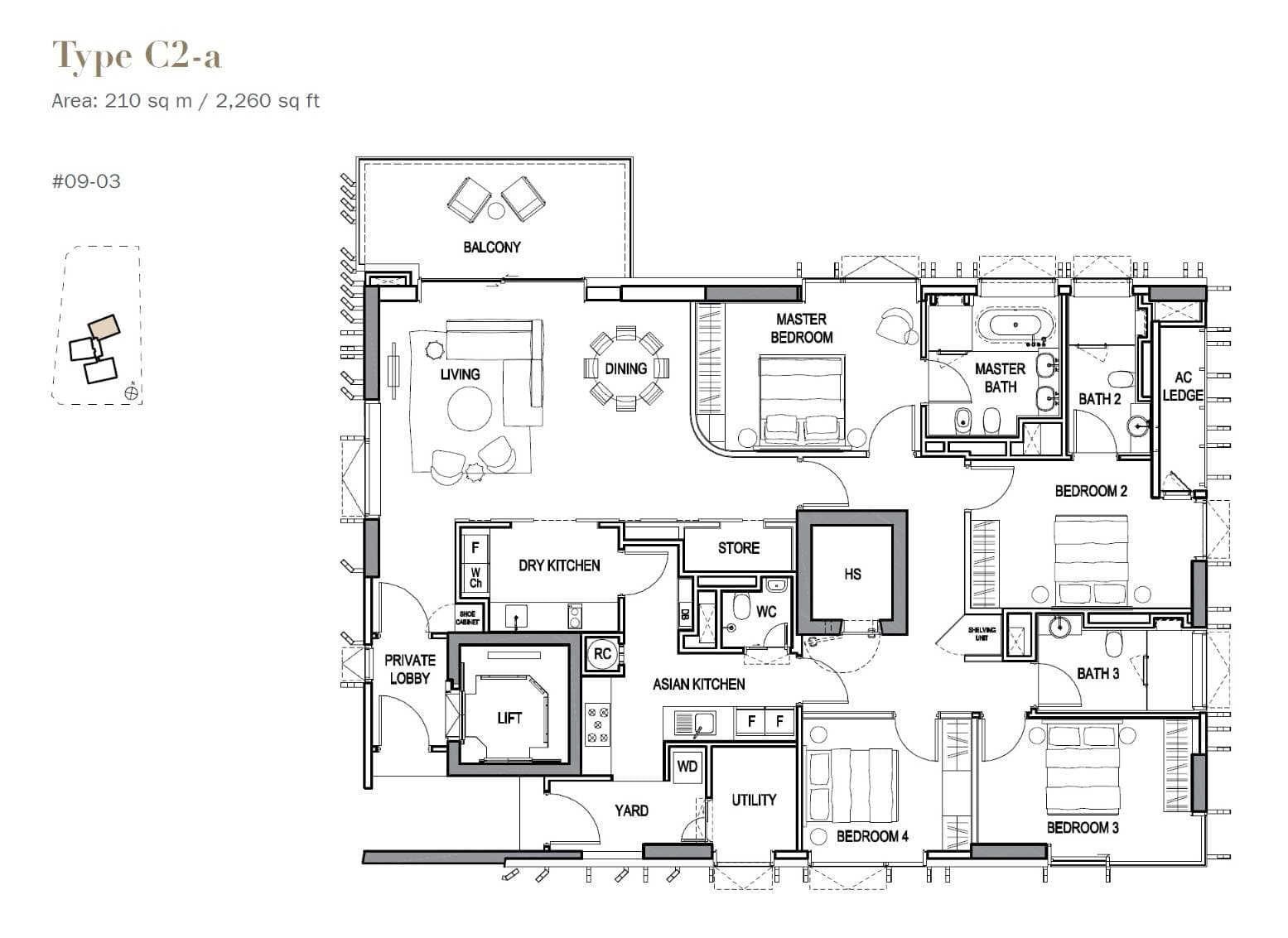 3 Orchard By-The-Park 4 Bedroom (Balcony) C2-a