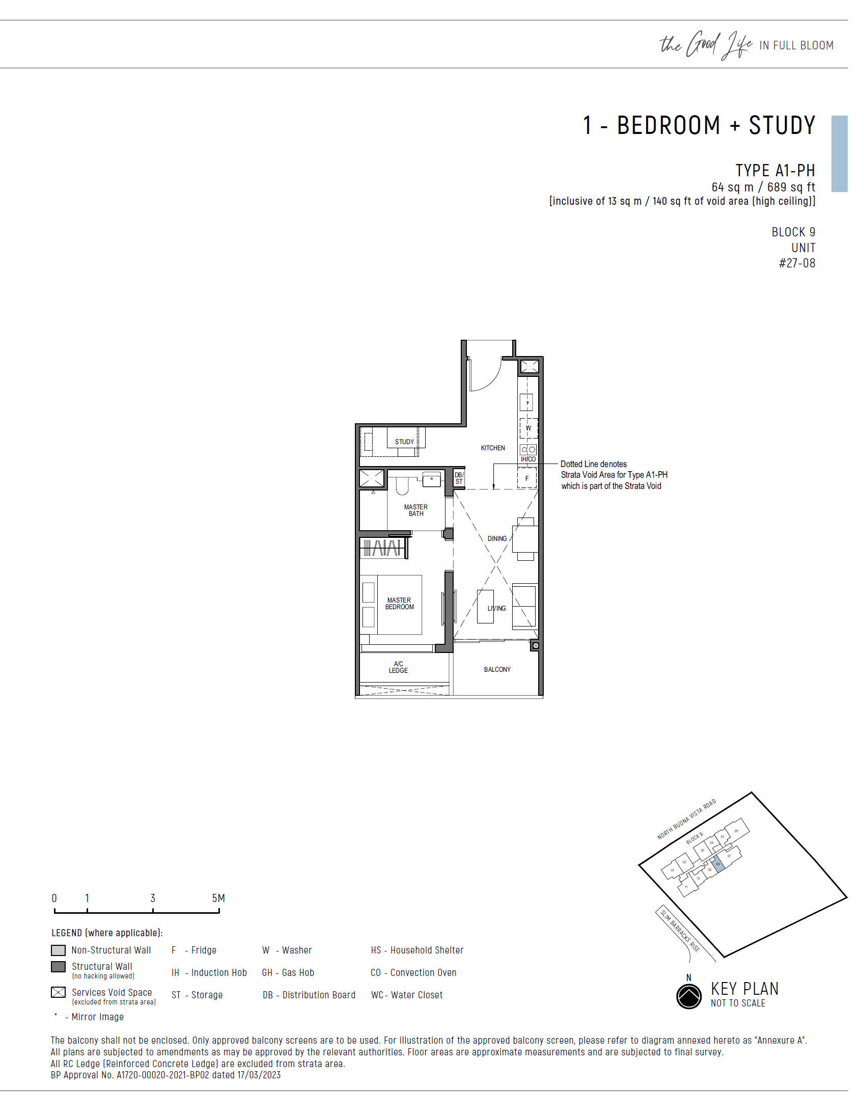 Blossoms By The Park 1 Bedroom + Study A1-PH