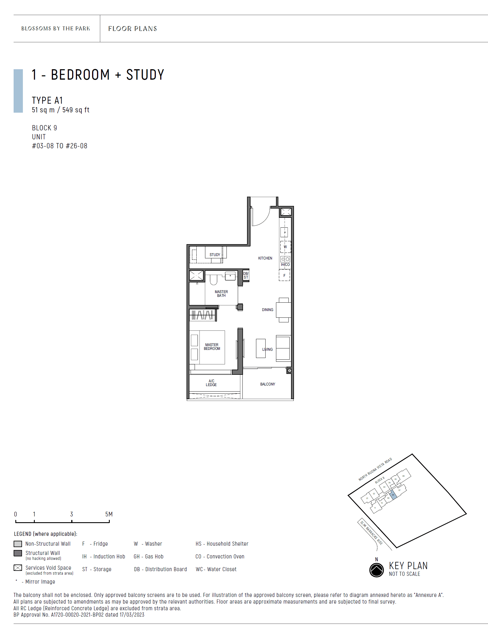 Blossoms By The Park 1 Bedroom + Study A1