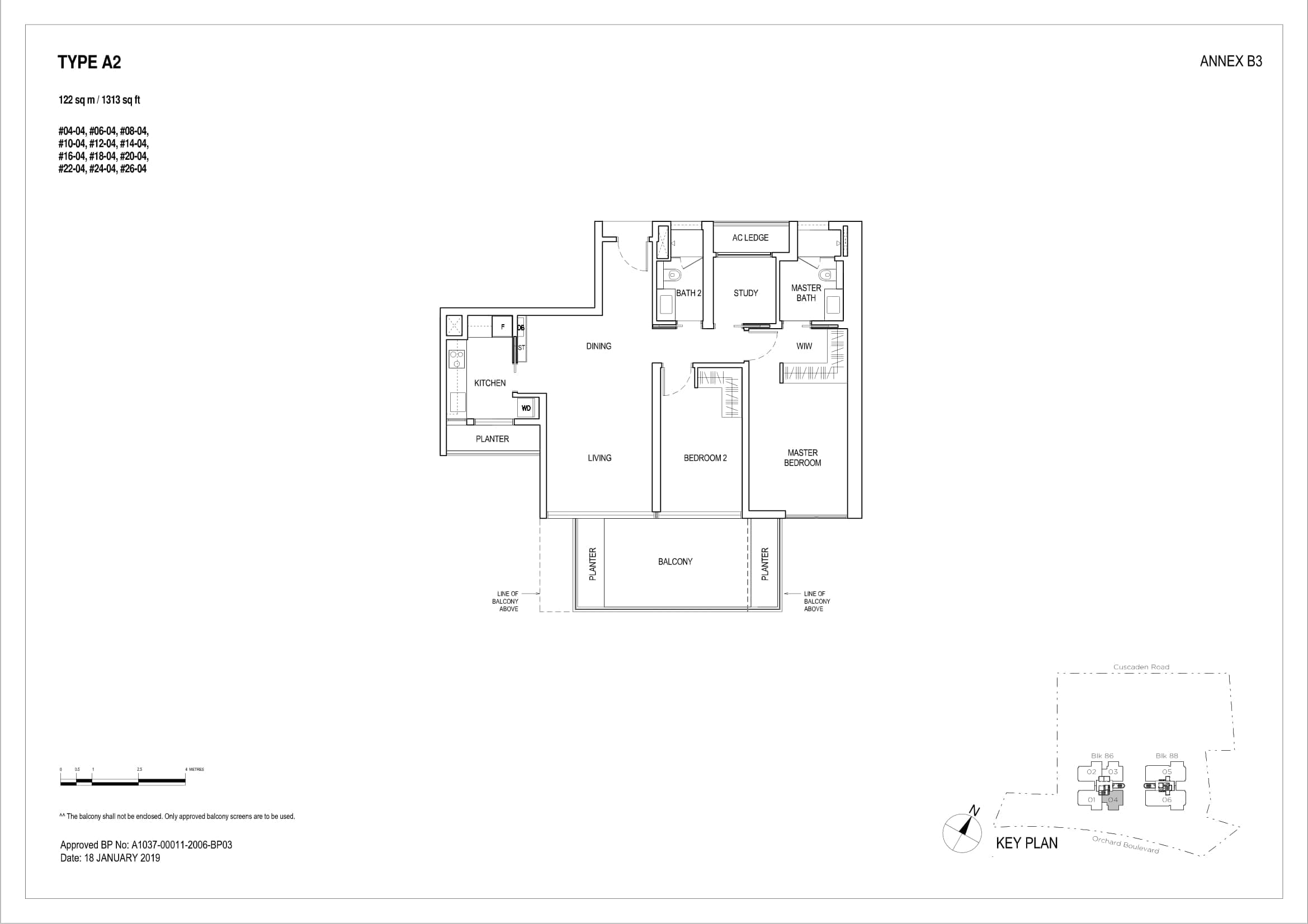 Boulevard 88 铂瑞雅居 2 Bedroom + Study A2