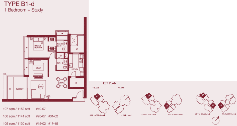 Concourse Skyline 1 BR + STUDY B1-d