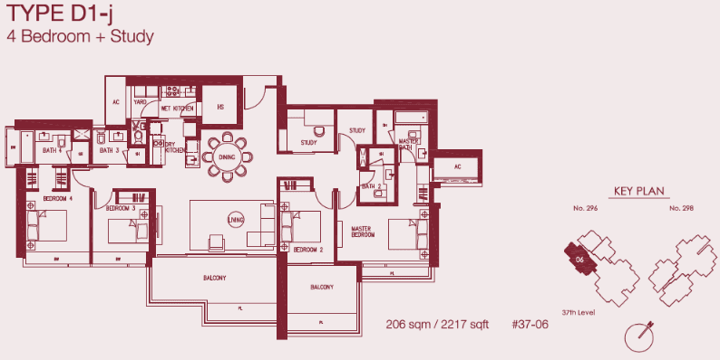 Concourse Skyline 4 BR + STUDY D1-j
