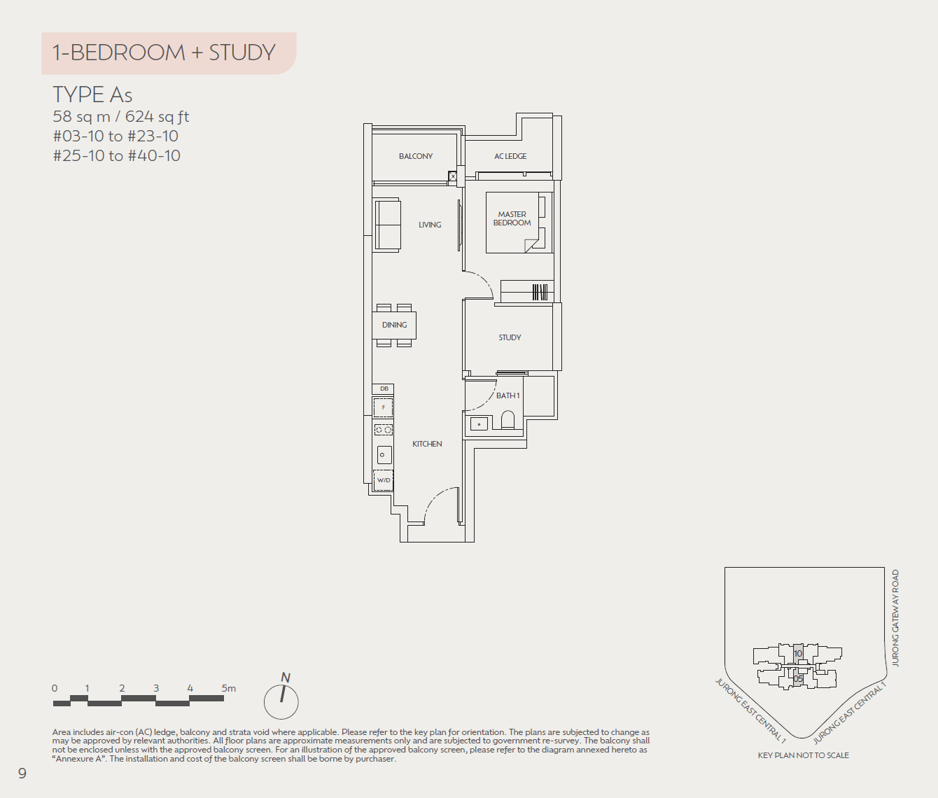 J'den 聚鼎 1 Bedroom+Study As