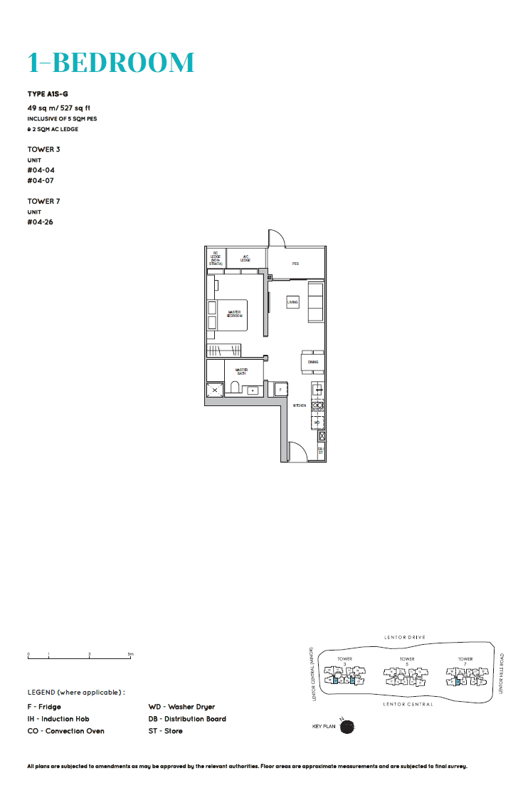 Lentor Modern 曲水伦庭 1 Bedroom A1S-G