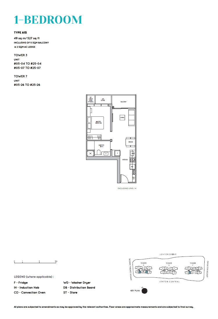 Lentor Modern 曲水伦庭 1 Bedroom A1S