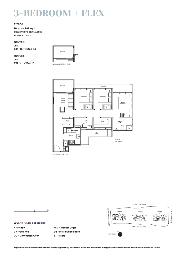 Lentor Modern 曲水伦庭 3 Bedroom + Flex C1