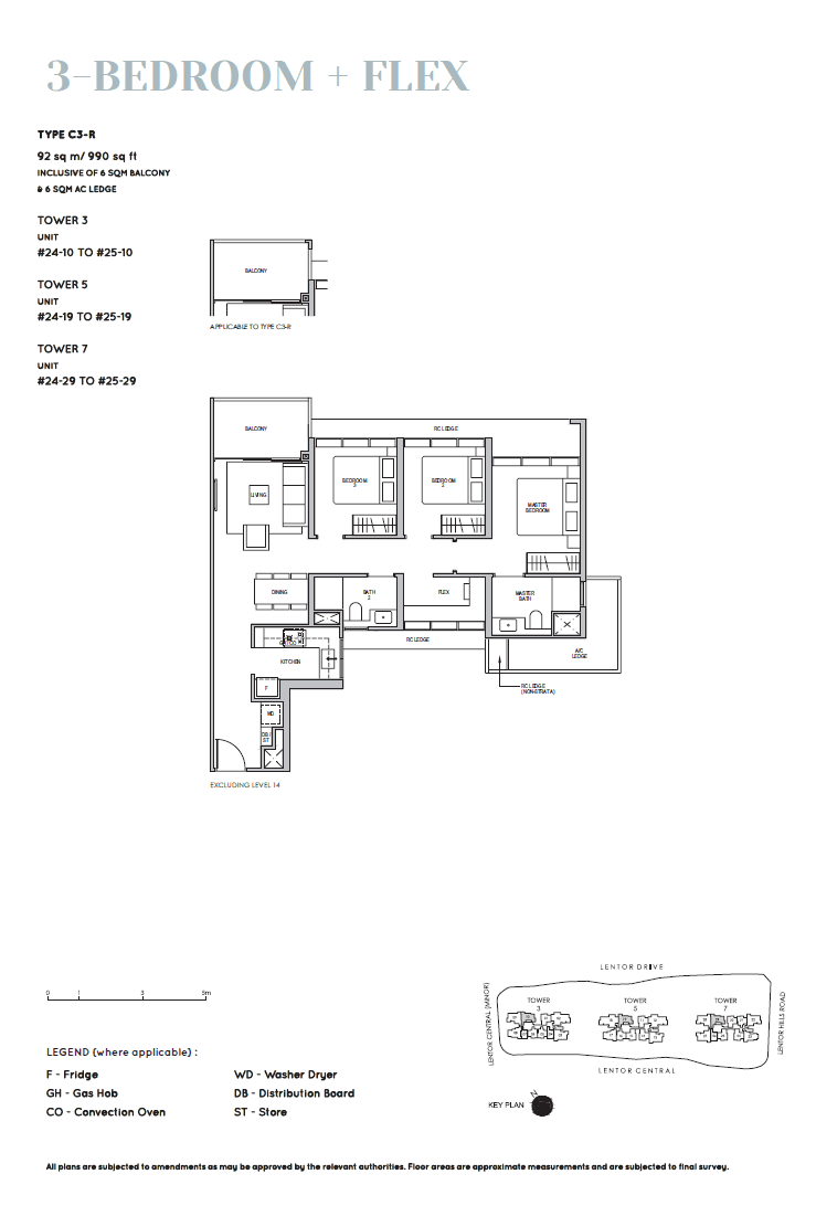 Lentor Modern 曲水伦庭 3 Bedroom + Flex C3-R