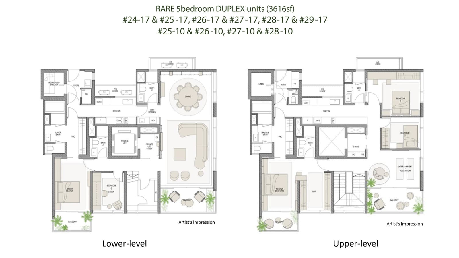 Midtown Modern 名汇庭苑 5 Bedroom Duplex 5BR-D