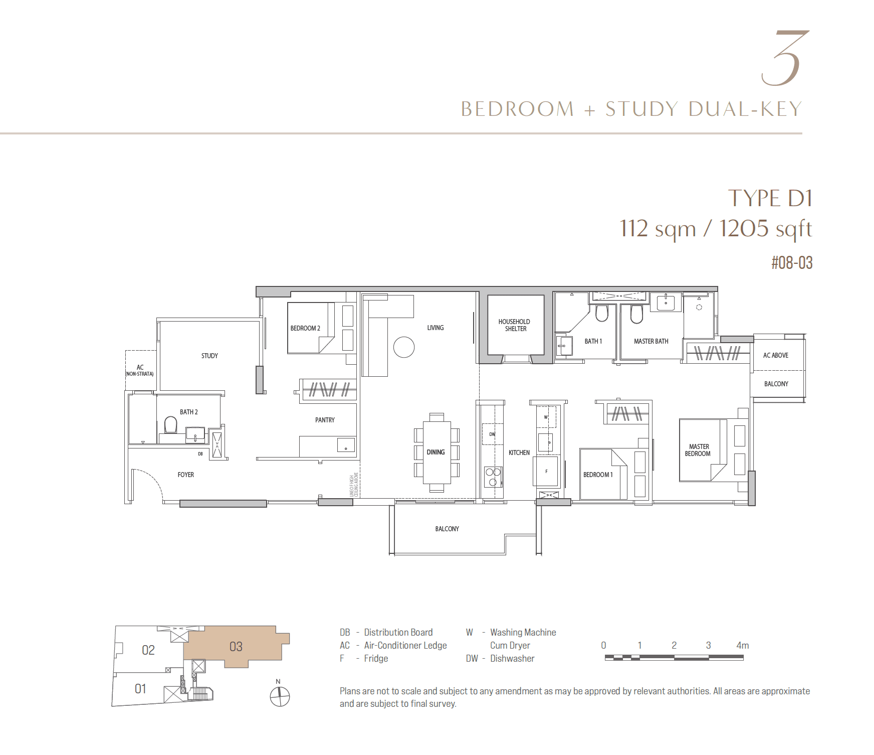 OCHO 富轩阁 3 Bedroom + Study Dual Key D1