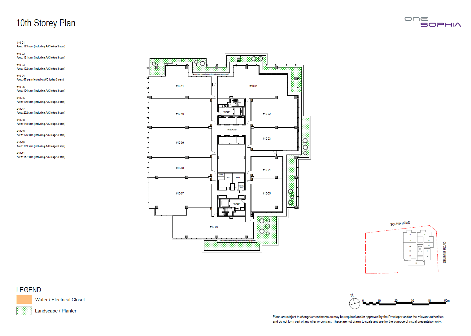 One Sophia Office 10th Storey Plan