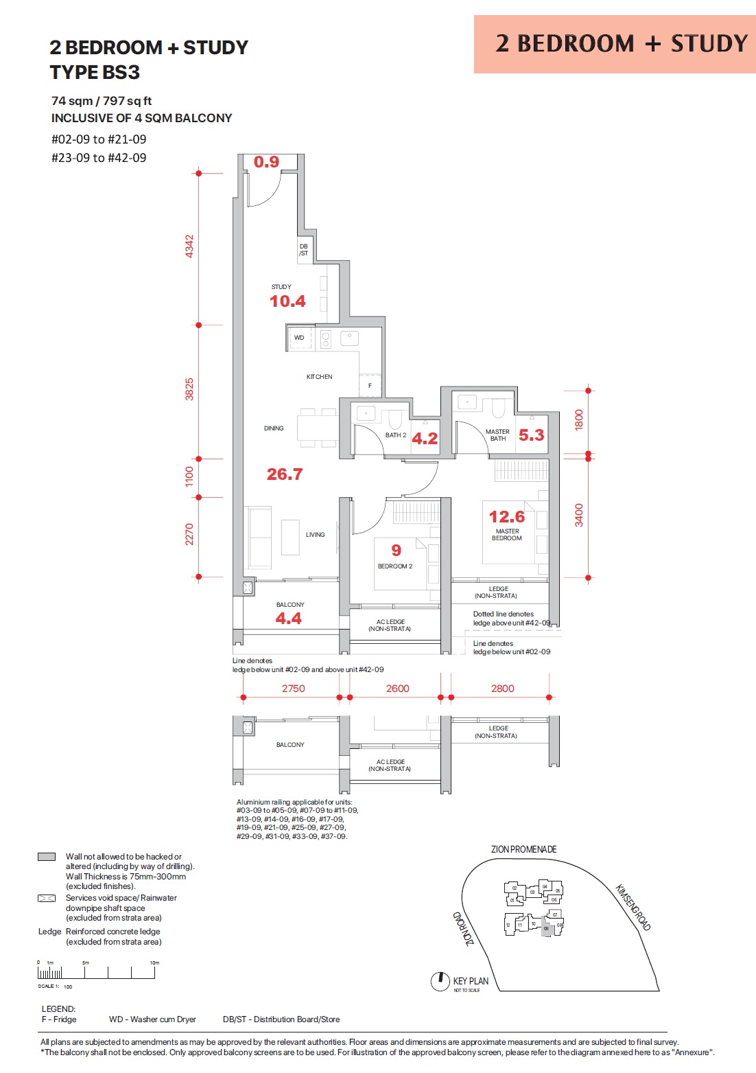 Promenade Peak 2 BEDROOM + STUDY BS3
