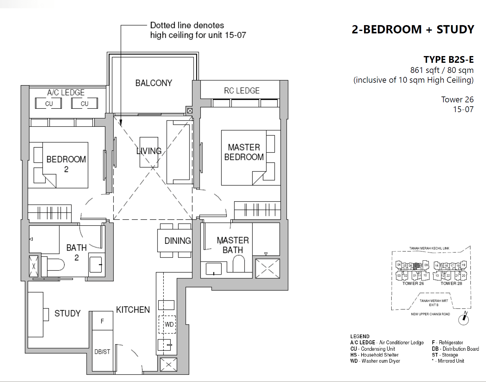 Sceneca Residence 2BR + Study B2S-E