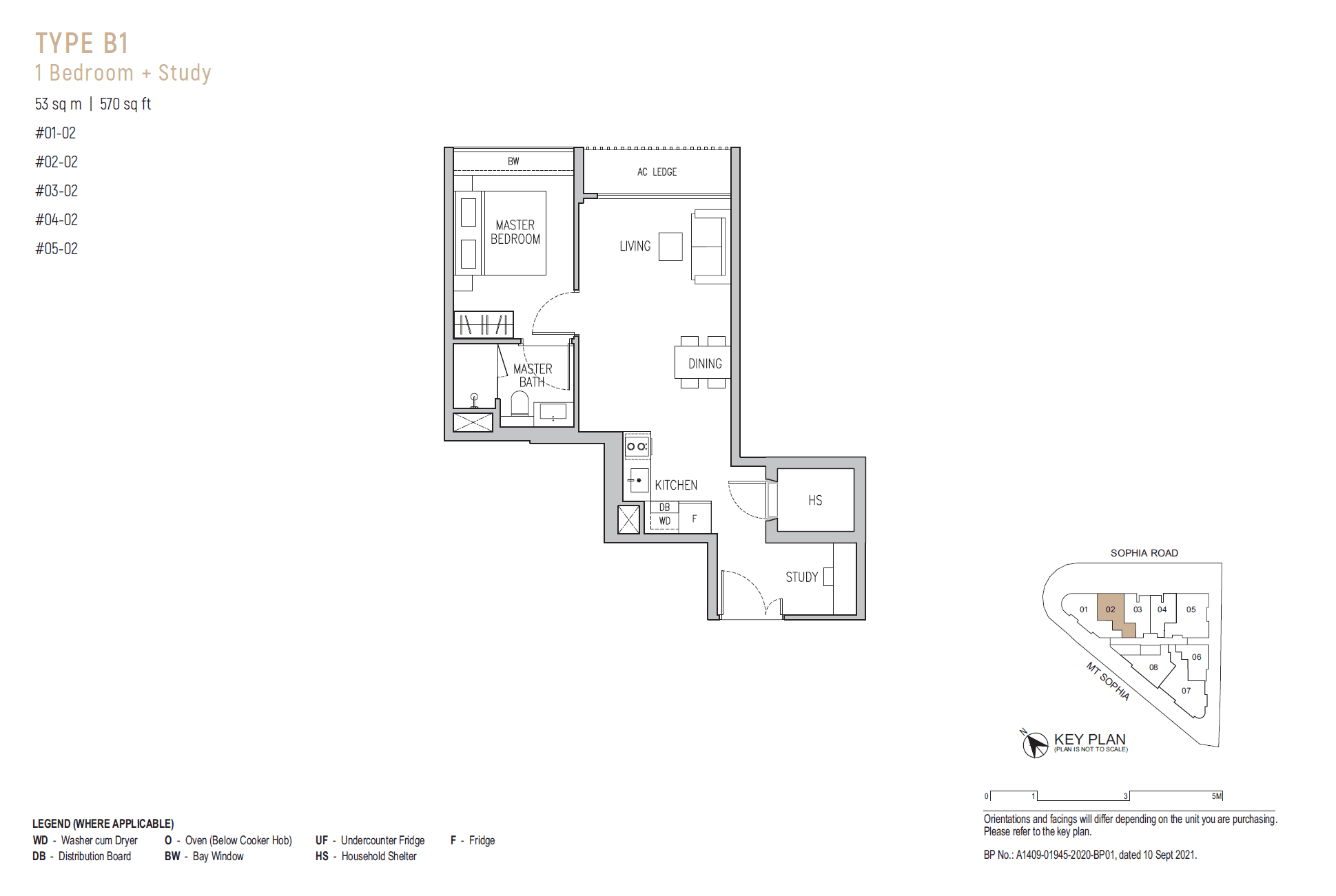 Sophia Regency 1 Bedroom+Study B1