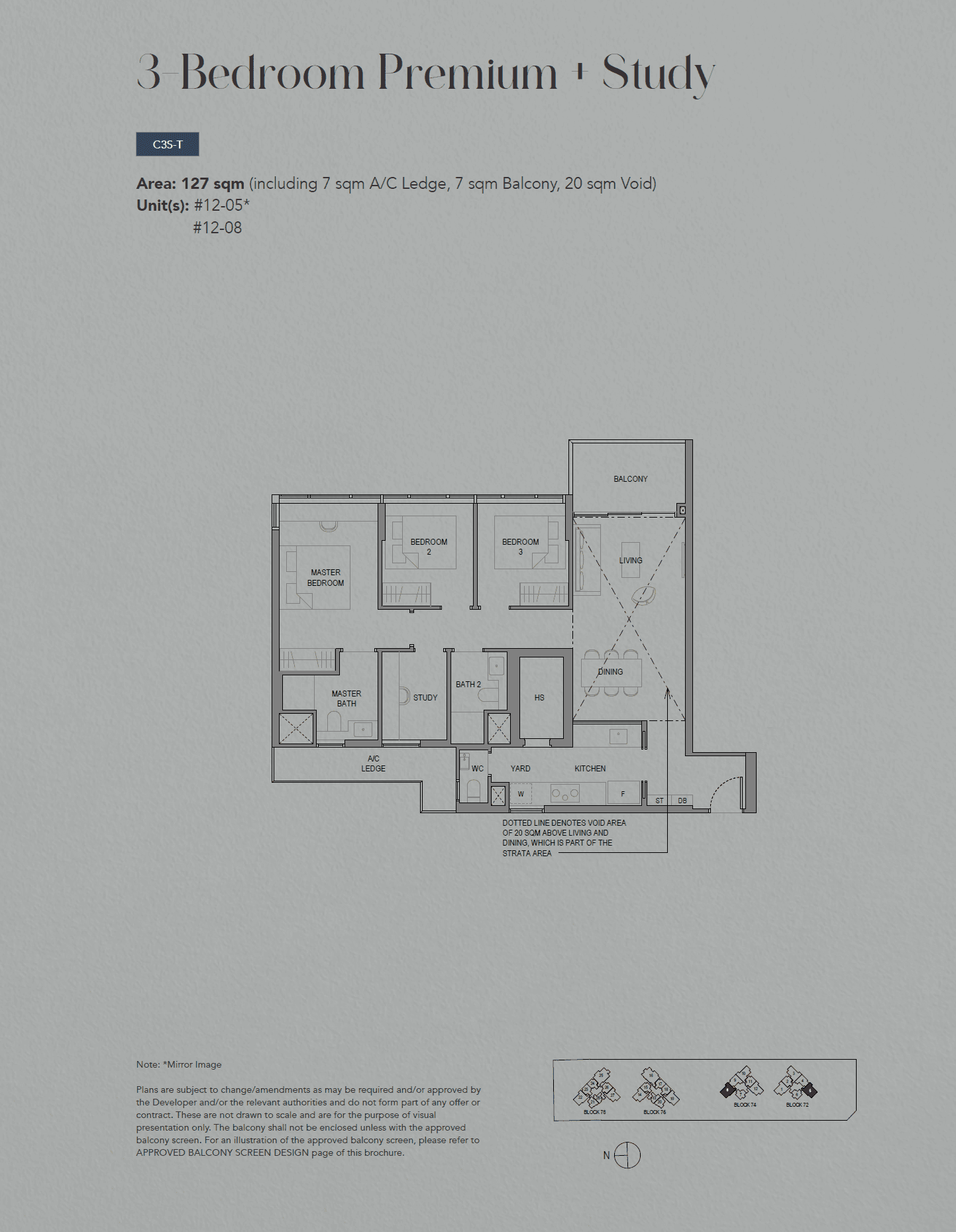 SORA 水岸华庭 3 Bedroom Premium + Study C3S-T