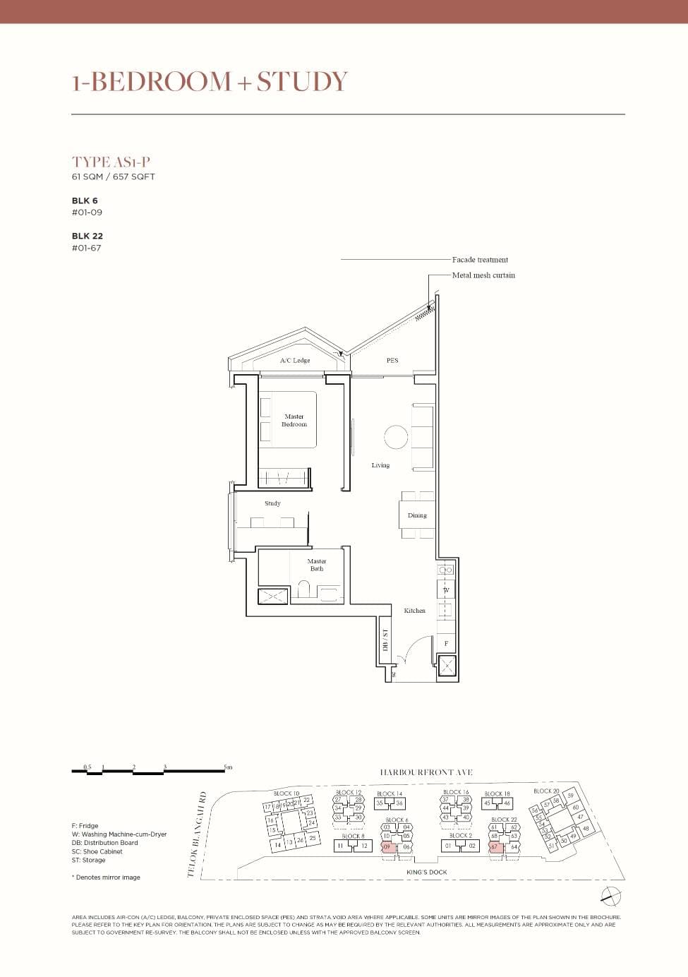 The Reef at King's Dock 1BR + S PES AS1-P