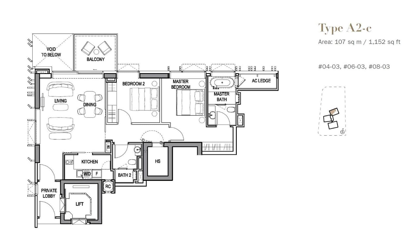 3 Orchard By-The-Park 乌节三翠林 2 Bedroom (Balcony) A2-c