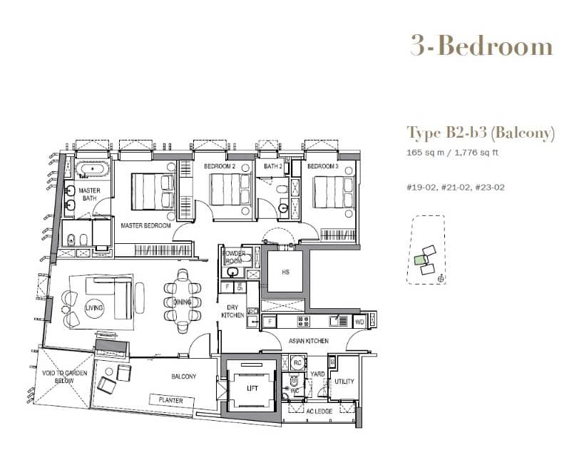 3 Orchard By-The-Park 乌节三翠林 3 Bedroom (Balcony) B2-b3