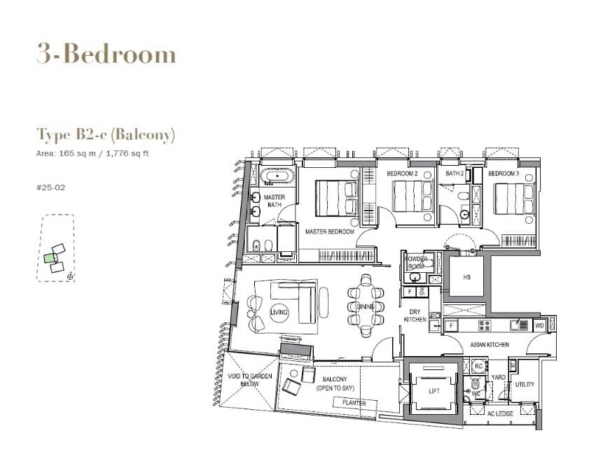 3 Orchard By-The-Park 乌节三翠林 3 Bedroom (Balcony) B2-c