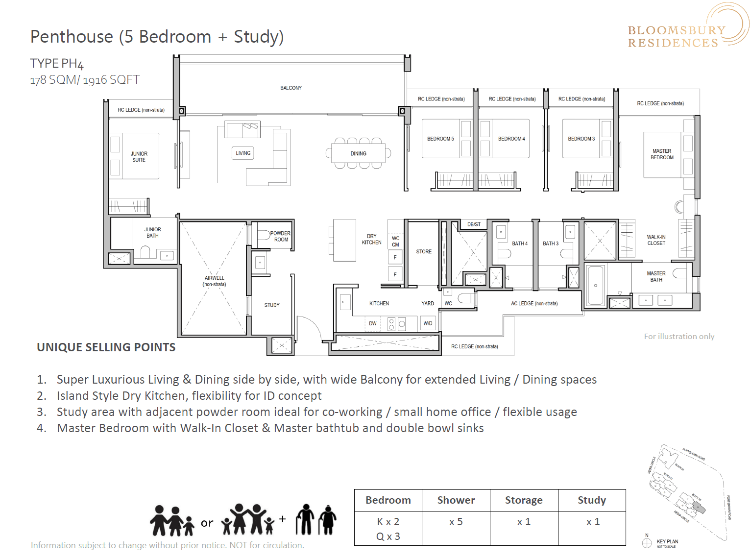 Bloomsbury Residences 5 Bedroom + Study Penthouse PH4