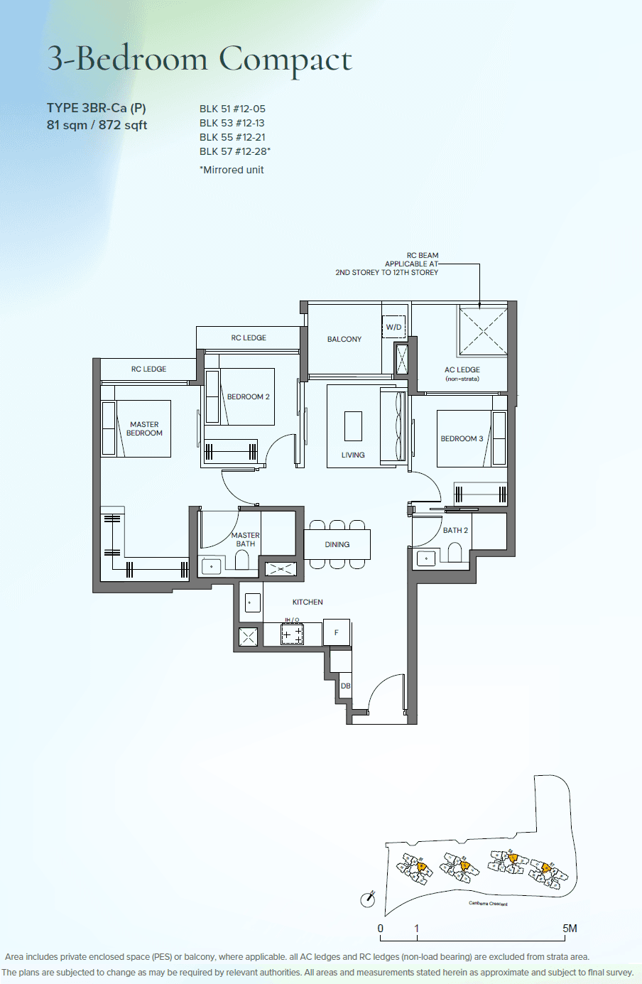 Canberra Crescent Residences 3 Bedroom Compact 3BR-Ca(P)