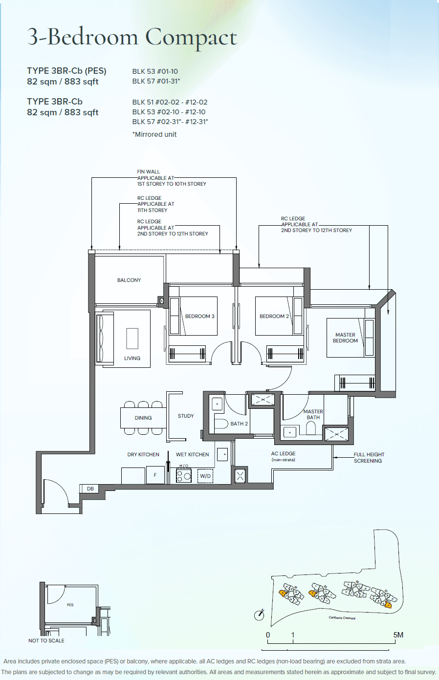 Canberra Crescent Residences 3 Bedroom Compact 3BR-Cb(PES)
