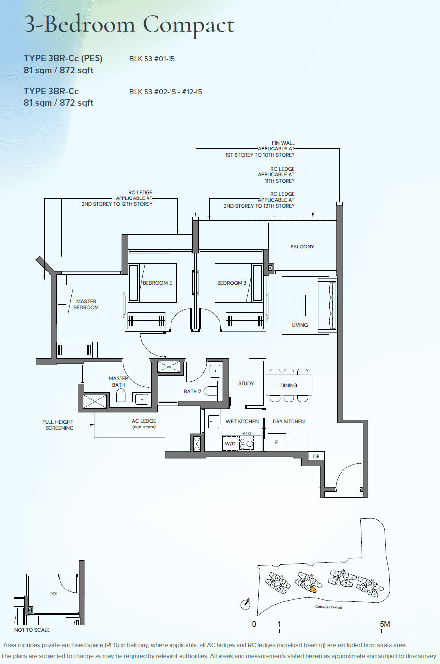 Canberra Crescent Residences 3 Bedroom Compact 3BR-Cc(PES)