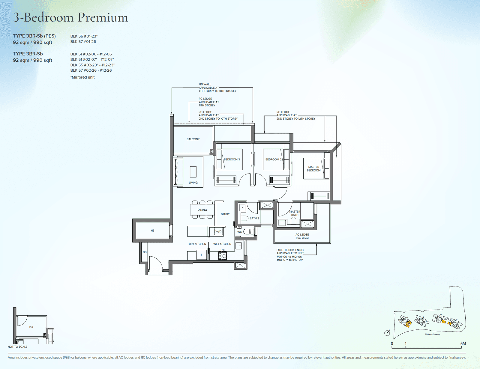 Canberra Crescent Residences 3 Bedroom Premium 3BR-Sb(PES)