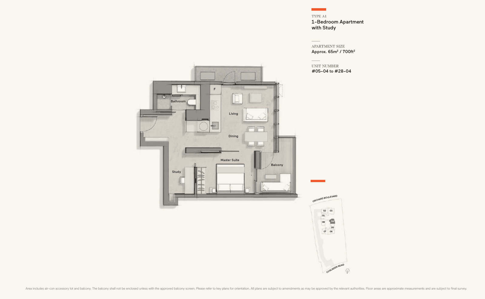Cuscaden Reserve 1 Bedroom Apartment with Study A1