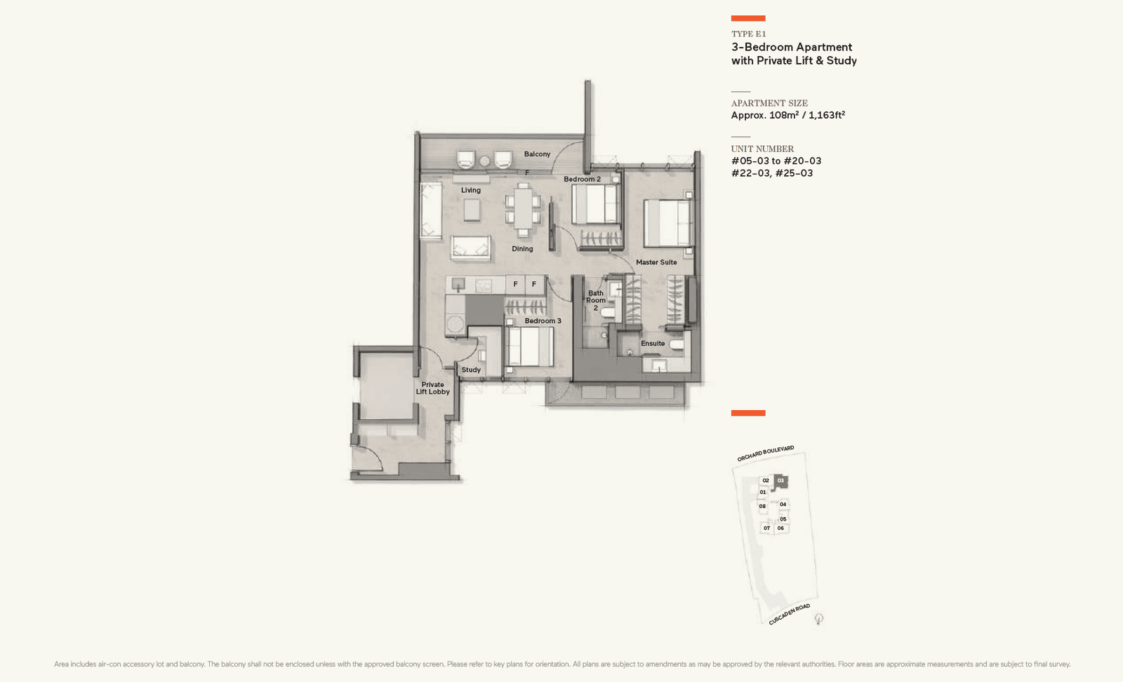 Cuscaden Reserve 3 Bedroom Apartment with Private Lift & Study E1