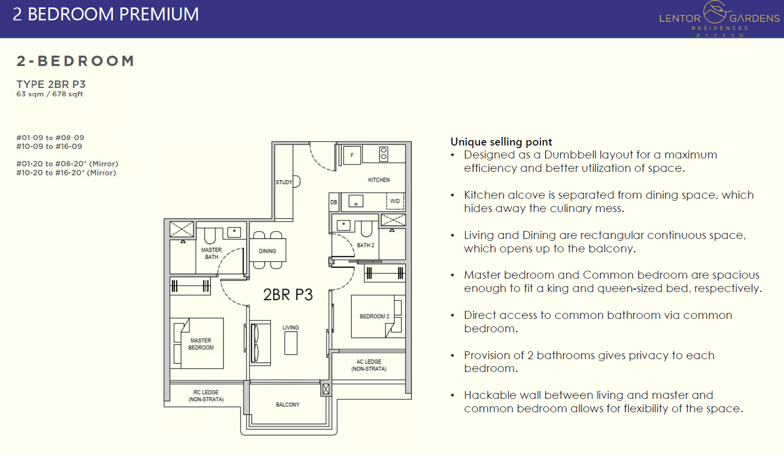 Lentor Gardens Residences 2 BEDROOM PREMIUM 2BR P3