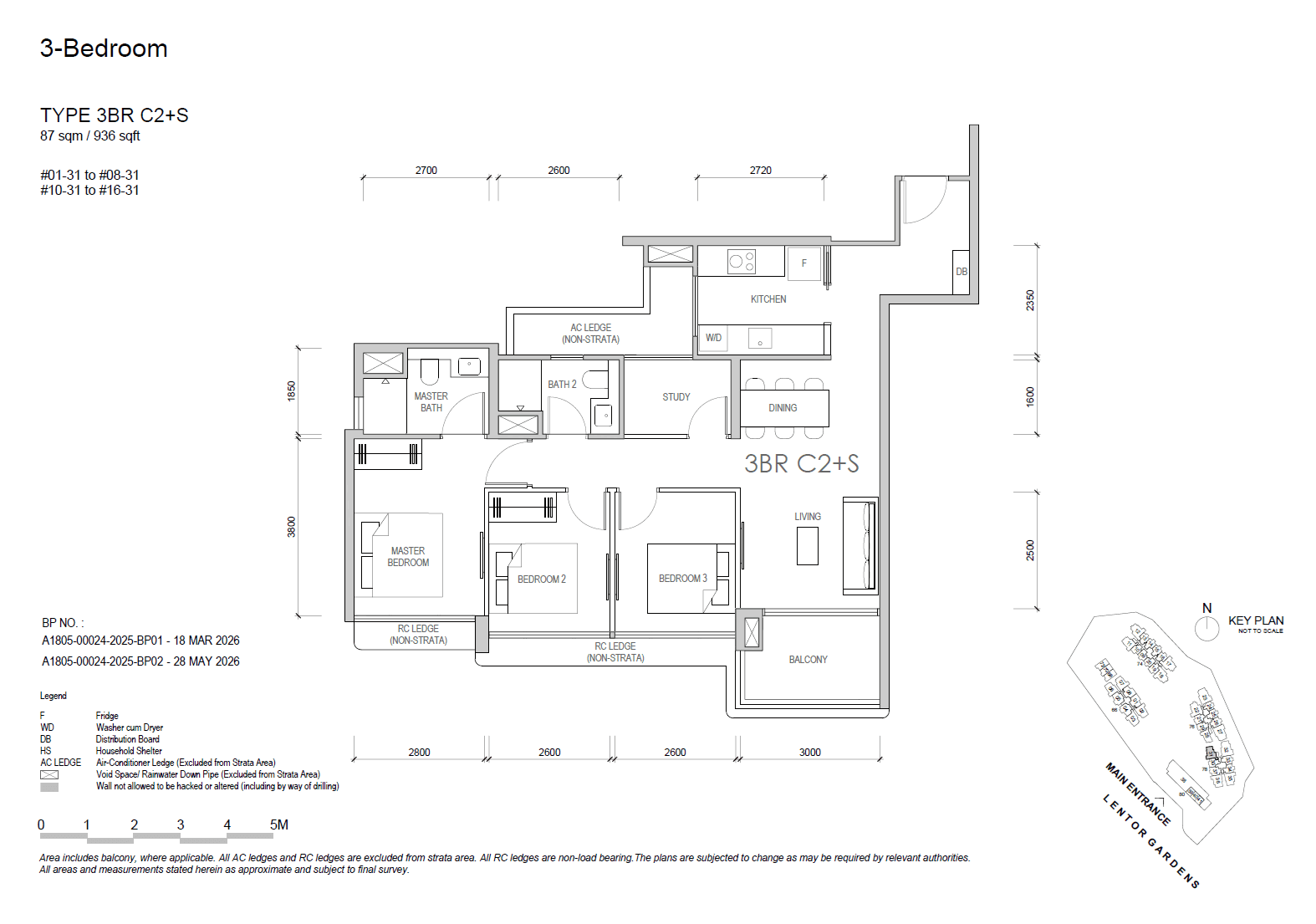 Lentor Gardens Residences 3 BEDROOM COMPACT + STUDY 3BR C2+S