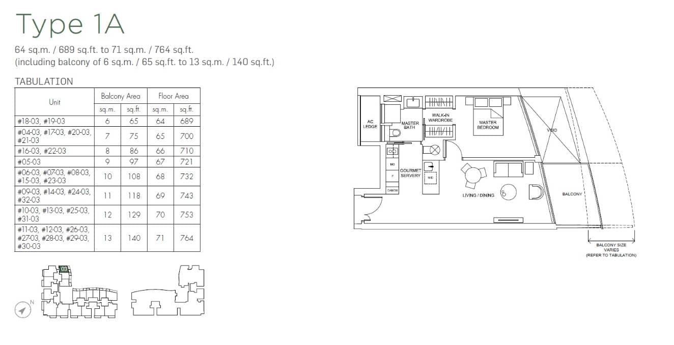 Marina One Residences 滨海盛景豪苑 1 Bedroom 1A