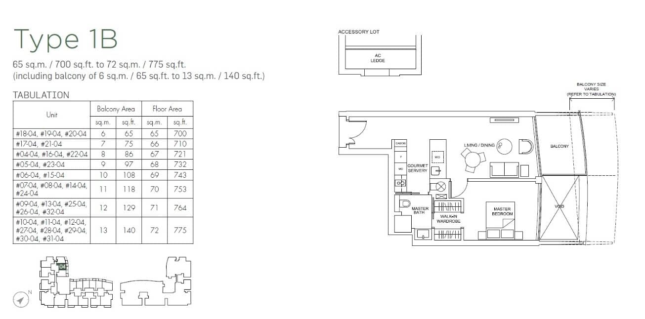 Marina One Residences 滨海盛景豪苑 1 Bedroom 1B