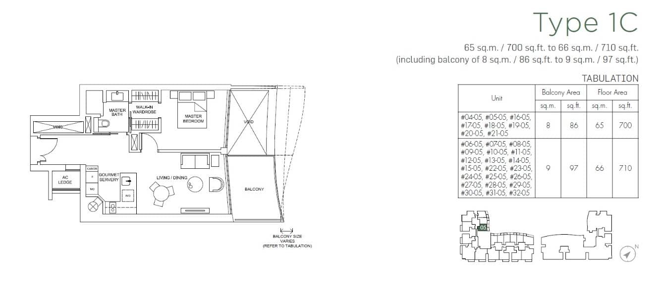 Marina One Residences 滨海盛景豪苑 1 Bedroom 1C