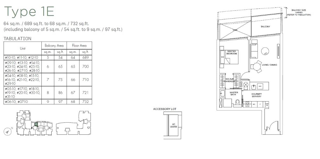 Marina One Residences 滨海盛景豪苑 1 Bedroom 1E