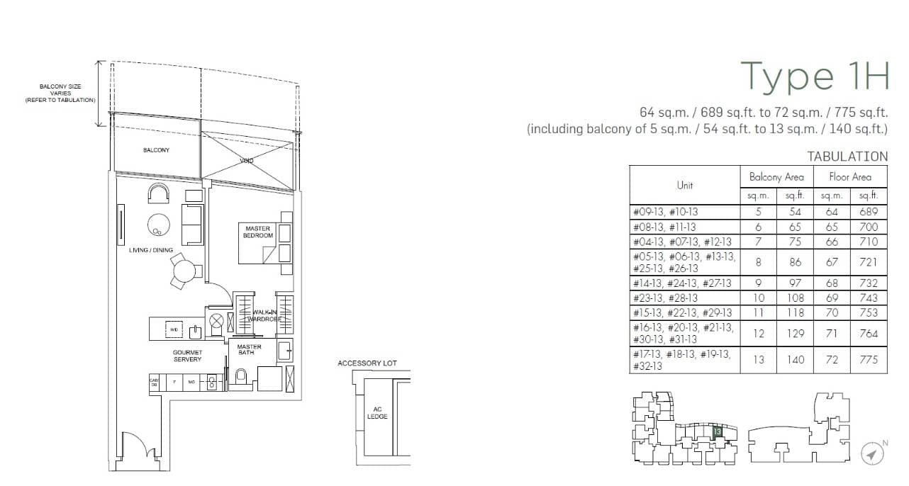 Marina One Residences 滨海盛景豪苑 1 Bedroom 1H
