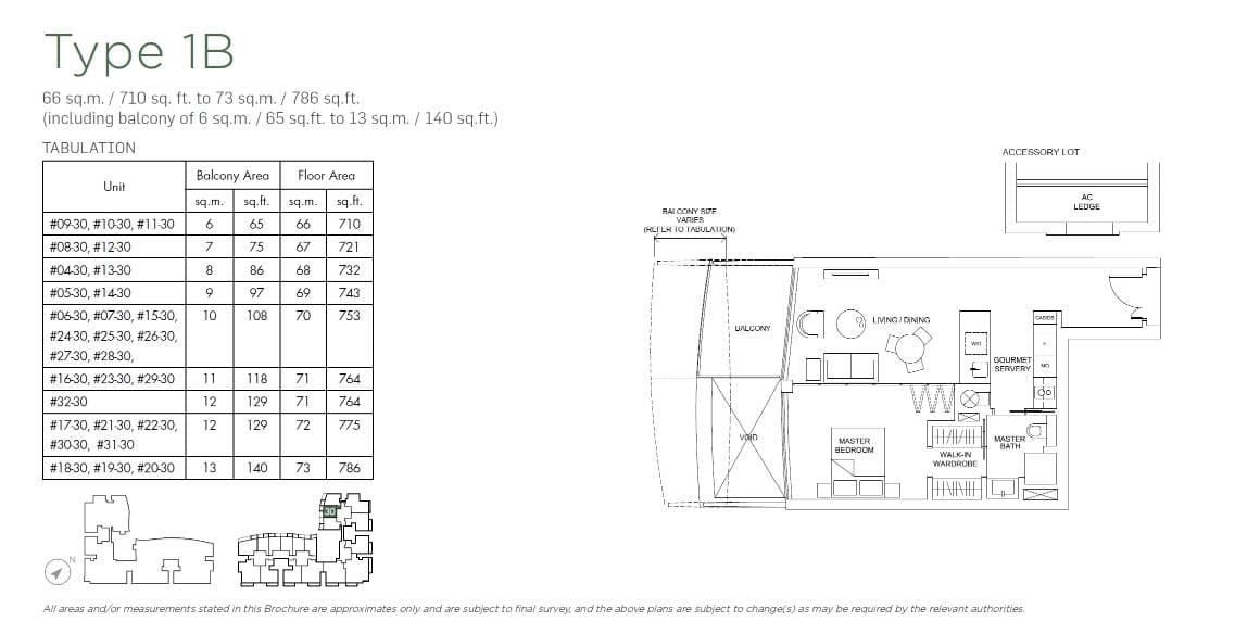 Marina One Residences 滨海盛景豪苑 1 Bedroom Type 1B