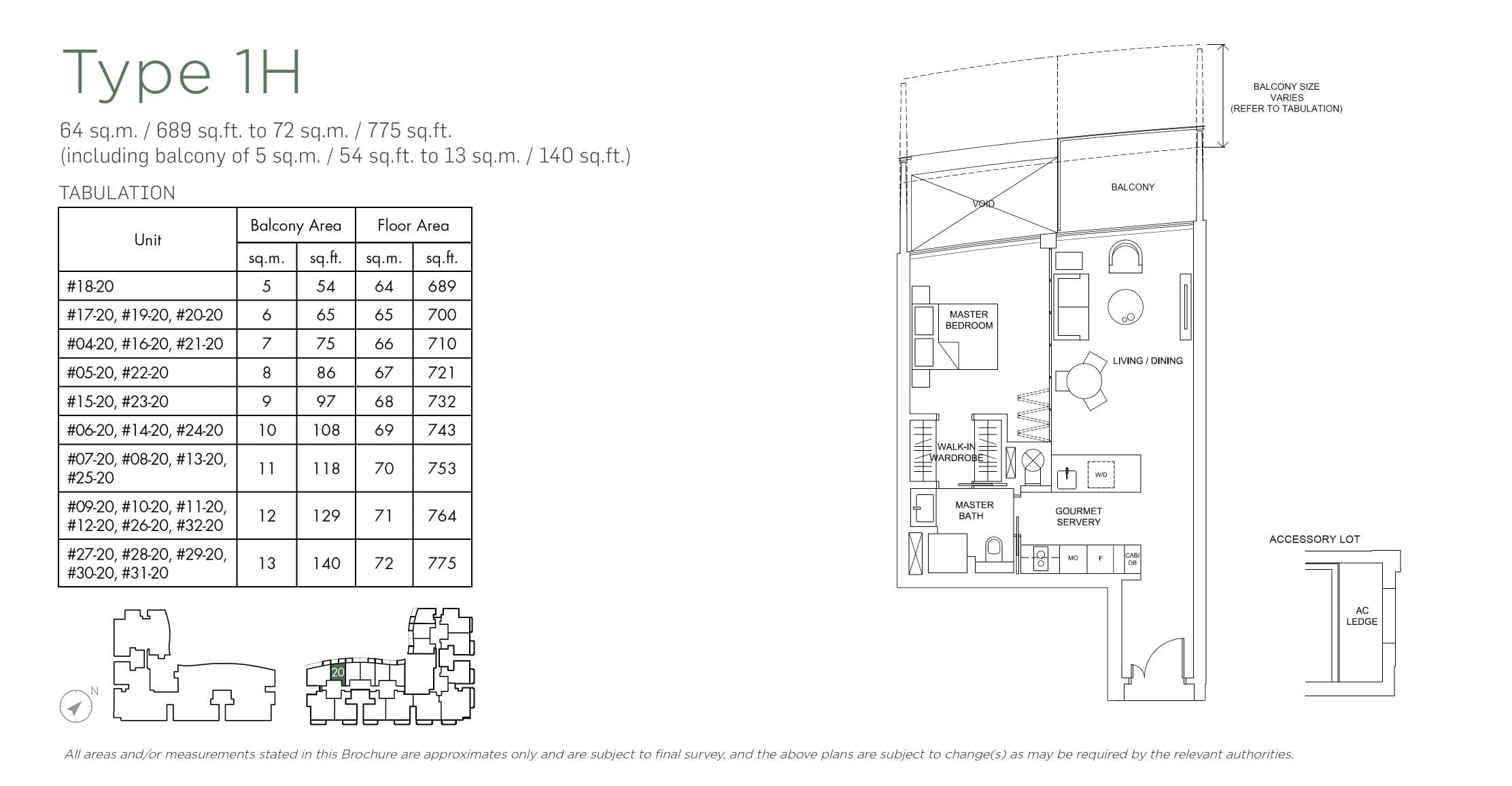 Marina One Residences 滨海盛景豪苑 1 Bedroom Type 1H