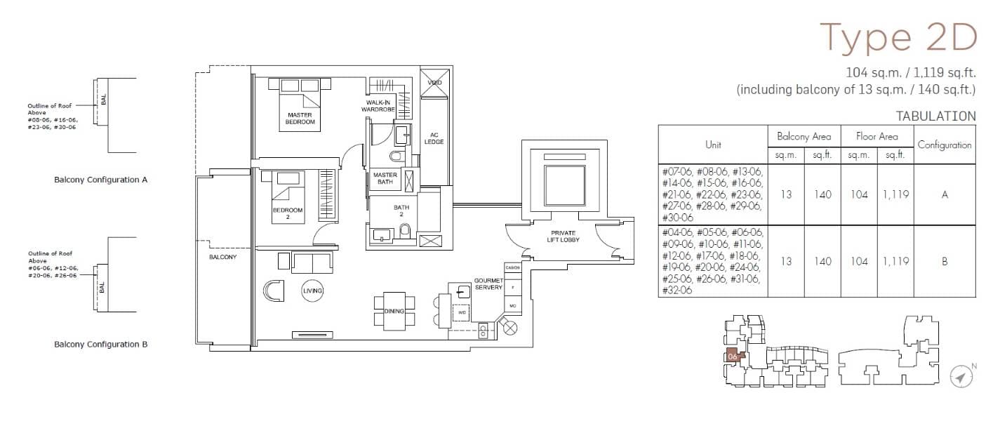 Marina One Residences 滨海盛景豪苑 2 Bedroom 2D