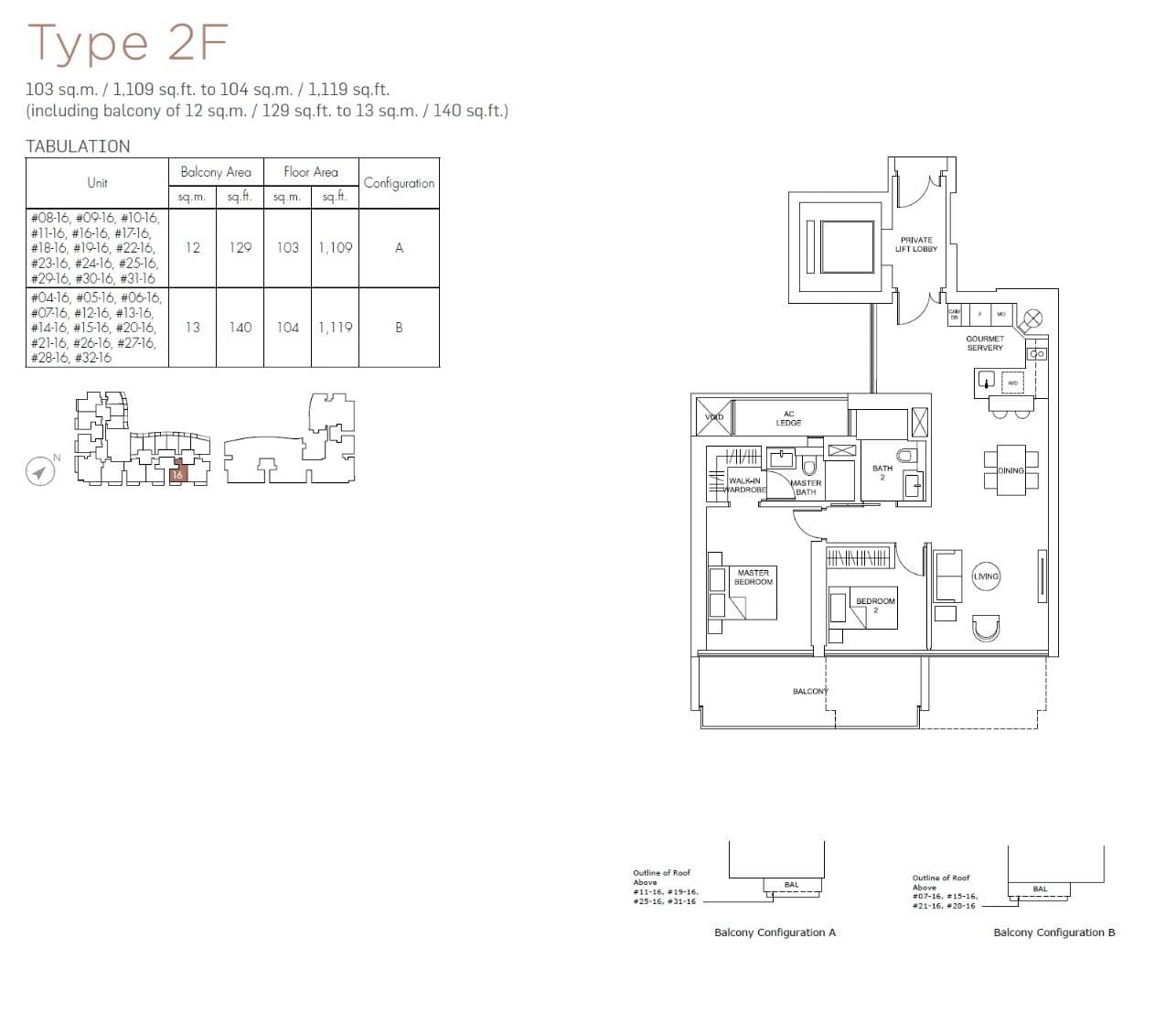 Marina One Residences 滨海盛景豪苑 2 Bedroom 2F