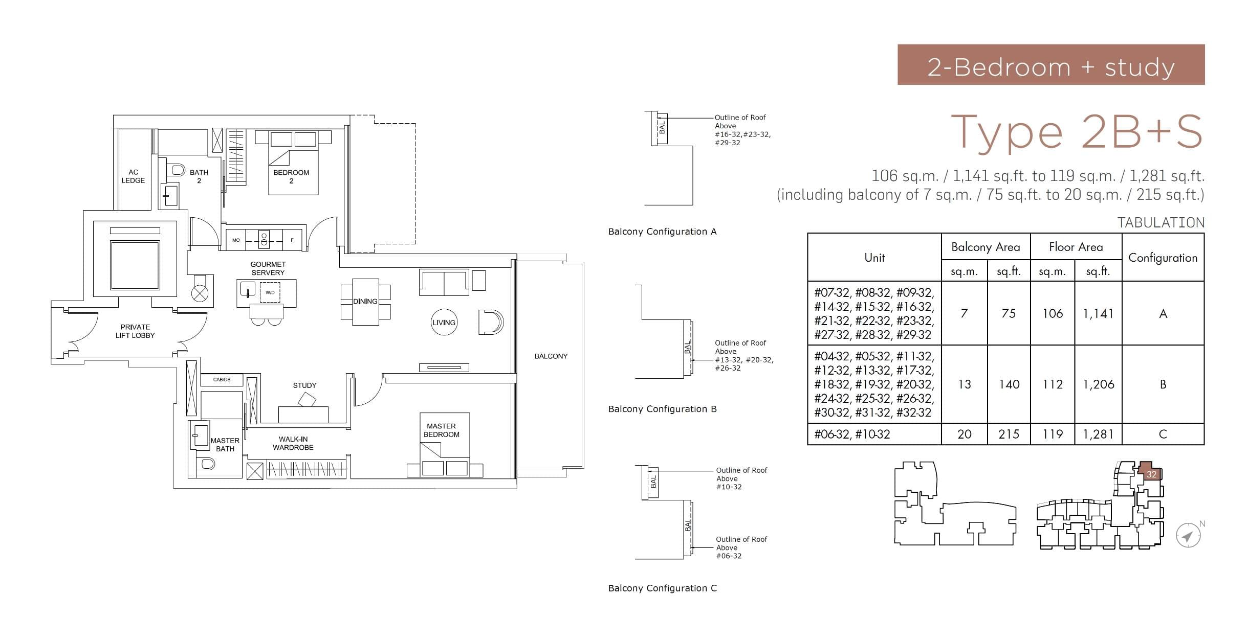 Marina One Residences 滨海盛景豪苑 2 Bedroom + Study Type 2B+S