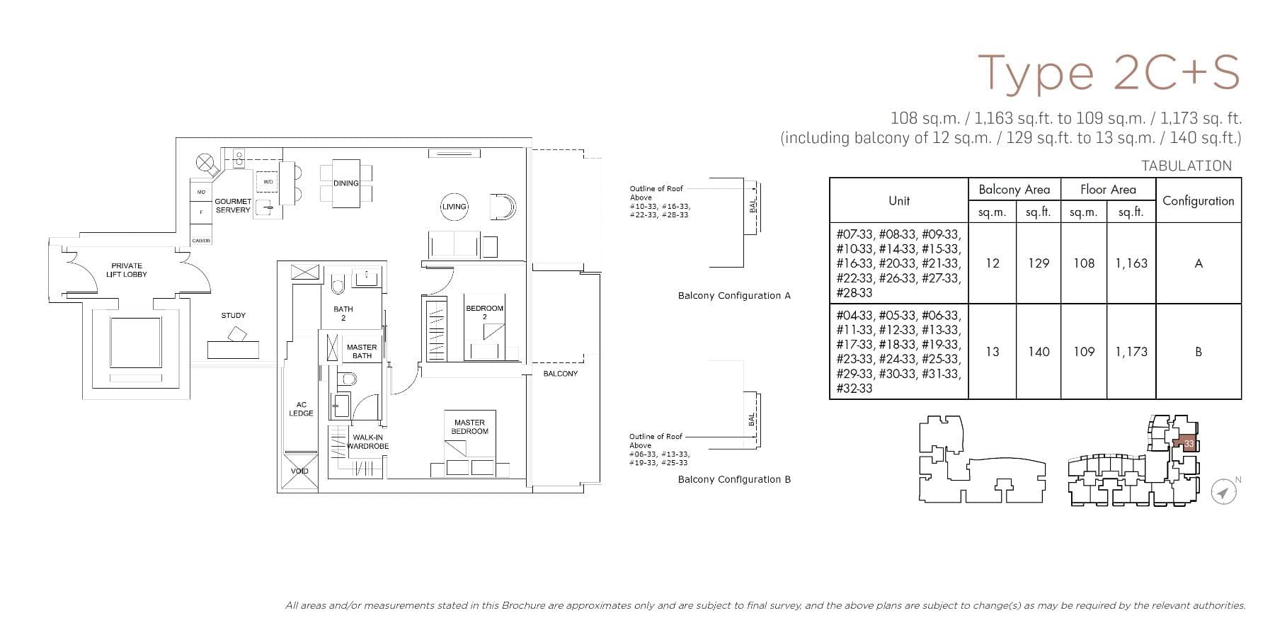 Marina One Residences 滨海盛景豪苑 2 Bedroom + Study Type 2C+S
