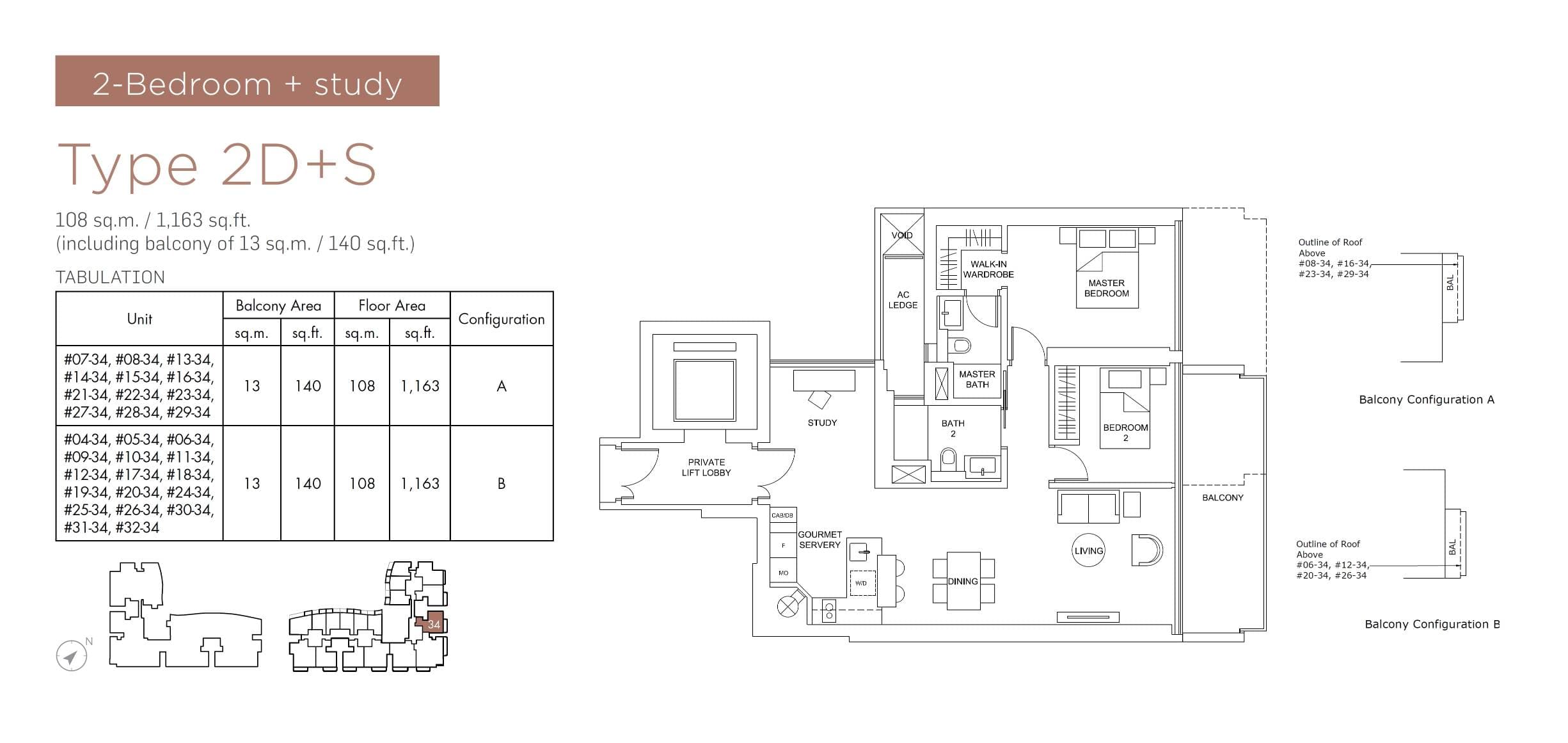 Marina One Residences 滨海盛景豪苑 2 Bedroom + Study Type 2D+S