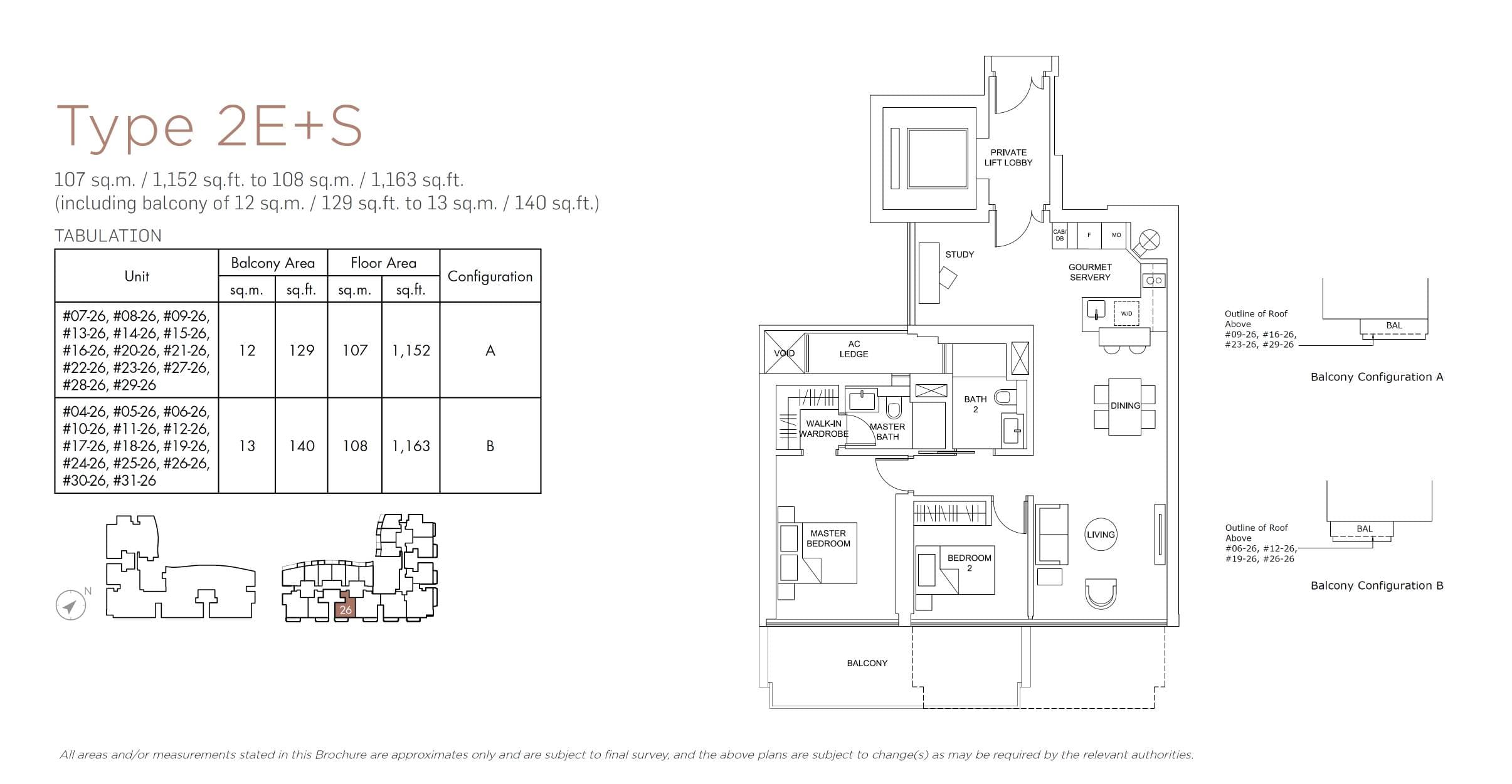 Marina One Residences 滨海盛景豪苑 2 Bedroom + Study Type 2E+S