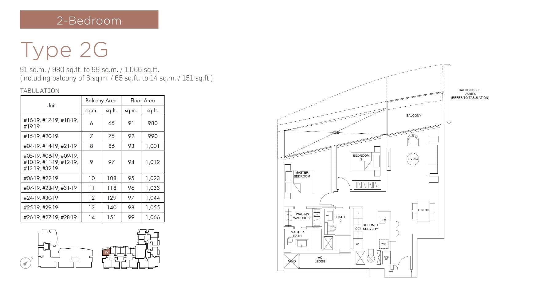 Marina One Residences 滨海盛景豪苑 2 Bedroom Type 2G