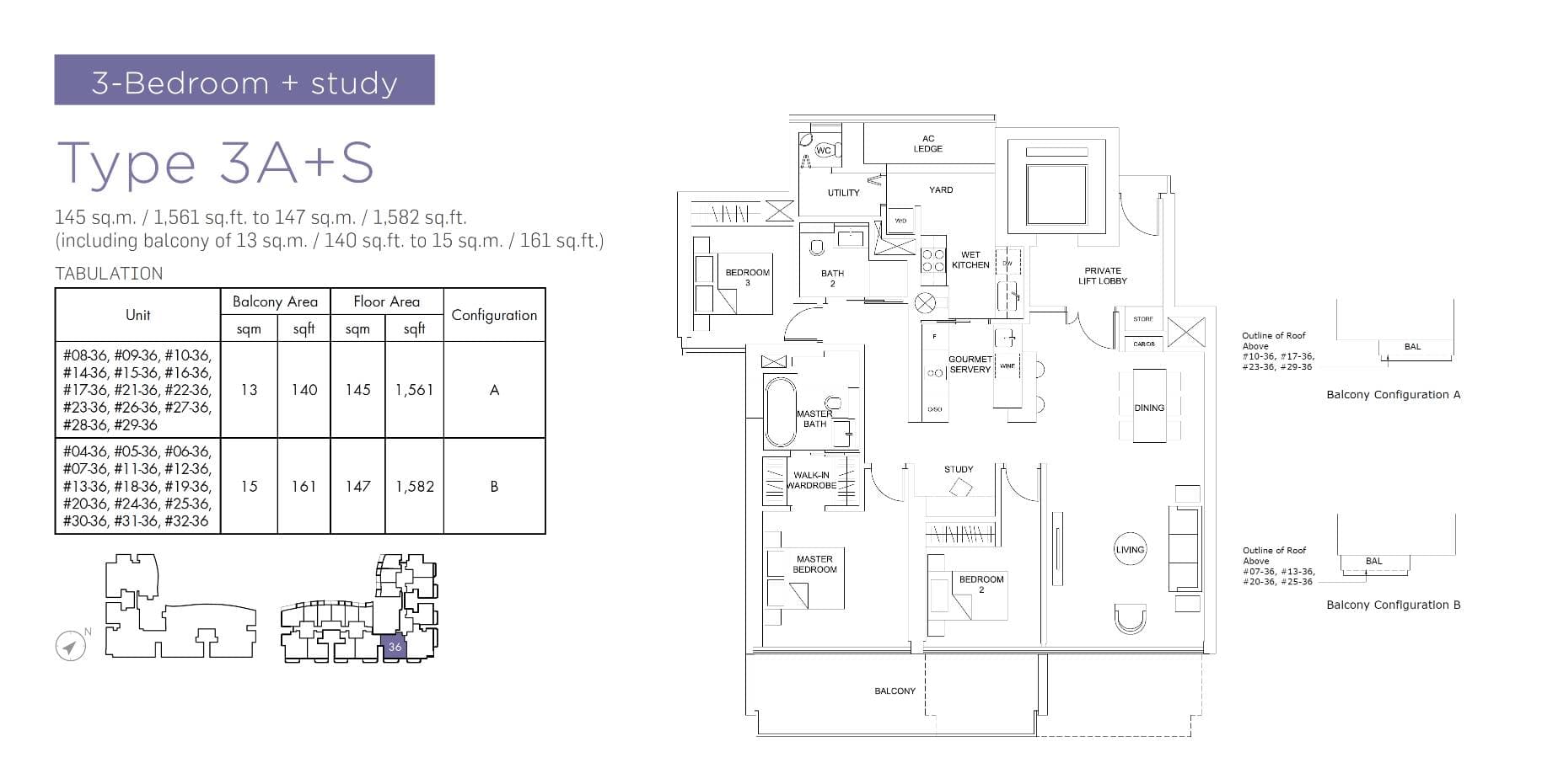 Marina One Residences 滨海盛景豪苑 3 Bedroom + Study Type 3A+S