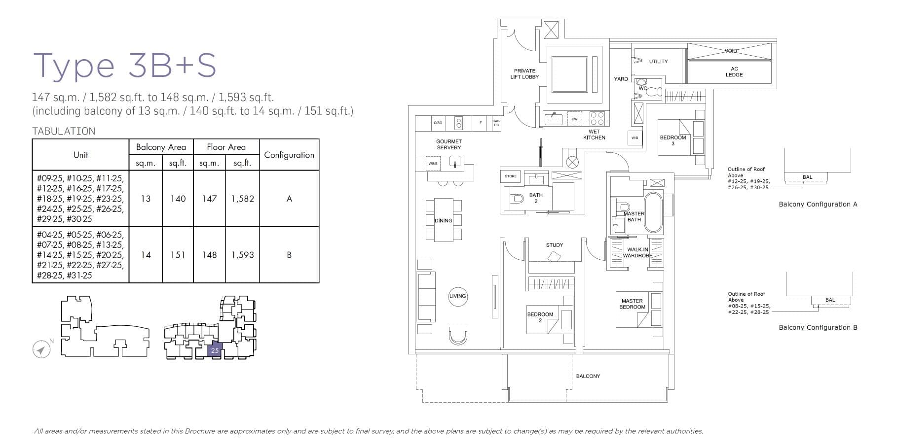 Marina One Residences 滨海盛景豪苑 3 Bedroom + Study Type 3B+S